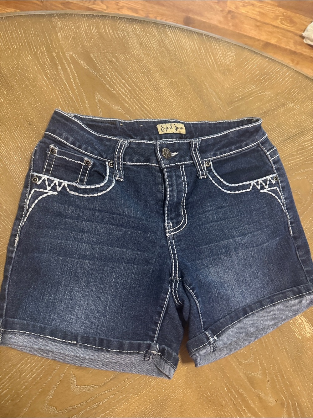 Vintage ,Earl Jean ,Dark Blue Vintage EarlJean, Denim Cuffed Women's Jean Shorts